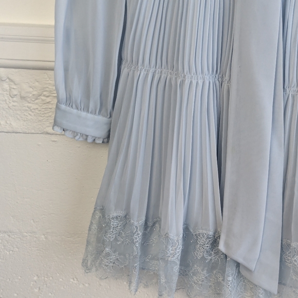 Self-Portrait • Pale Blue Chiffon Mini Dress - Picture 5 of 12